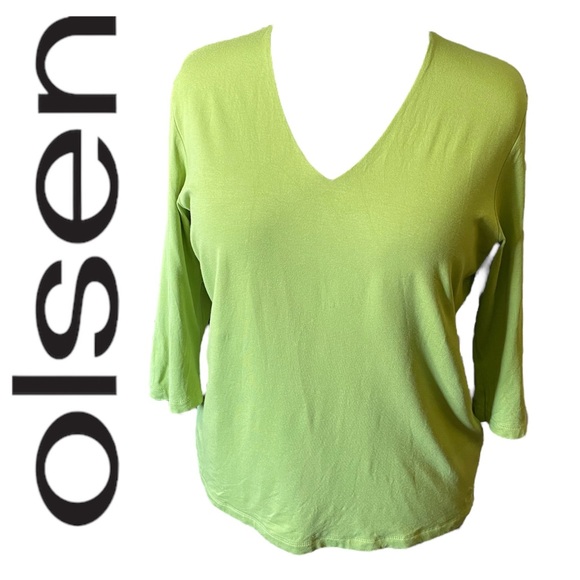 Olsen Tops - Olsen Spring Green V-Neck Jersey Shirt